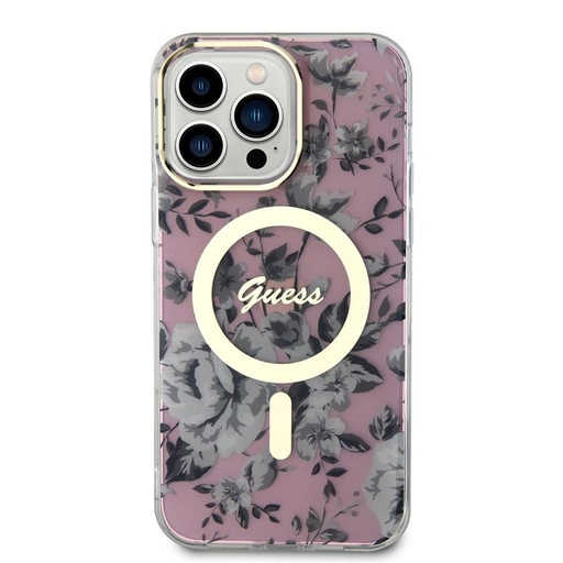 Apple iPhone 14 Pro Max Guess Flowers IML MagSafe futrola (Ružičasta) - GUHMP14XHCFWSP