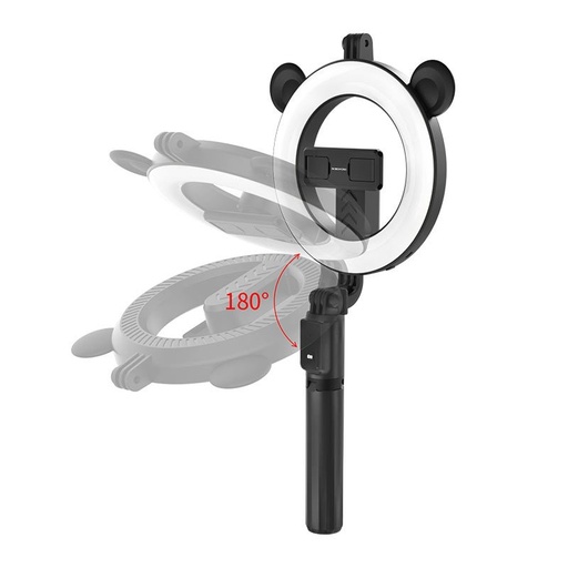 Borofone BY6 bežični tripod selife bot, 4.7"-6.5", LED kružna svjetiljka, crna