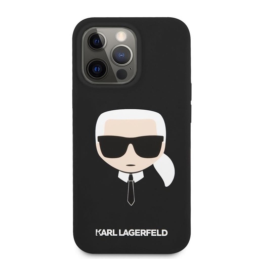 Apple iPhone 13 Pro Max Karl Lagerfeld MagSafe Compatible Liquid Silicone Karl Head futrola (Crna) – KLHMP13XSLKHBK