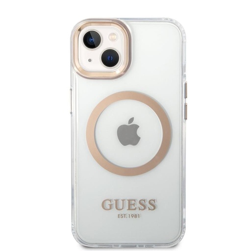 Apple iPhone 14 Plus Guess proziran MagSafe futrola (Zlatna) – GUHMP14MHTRMD