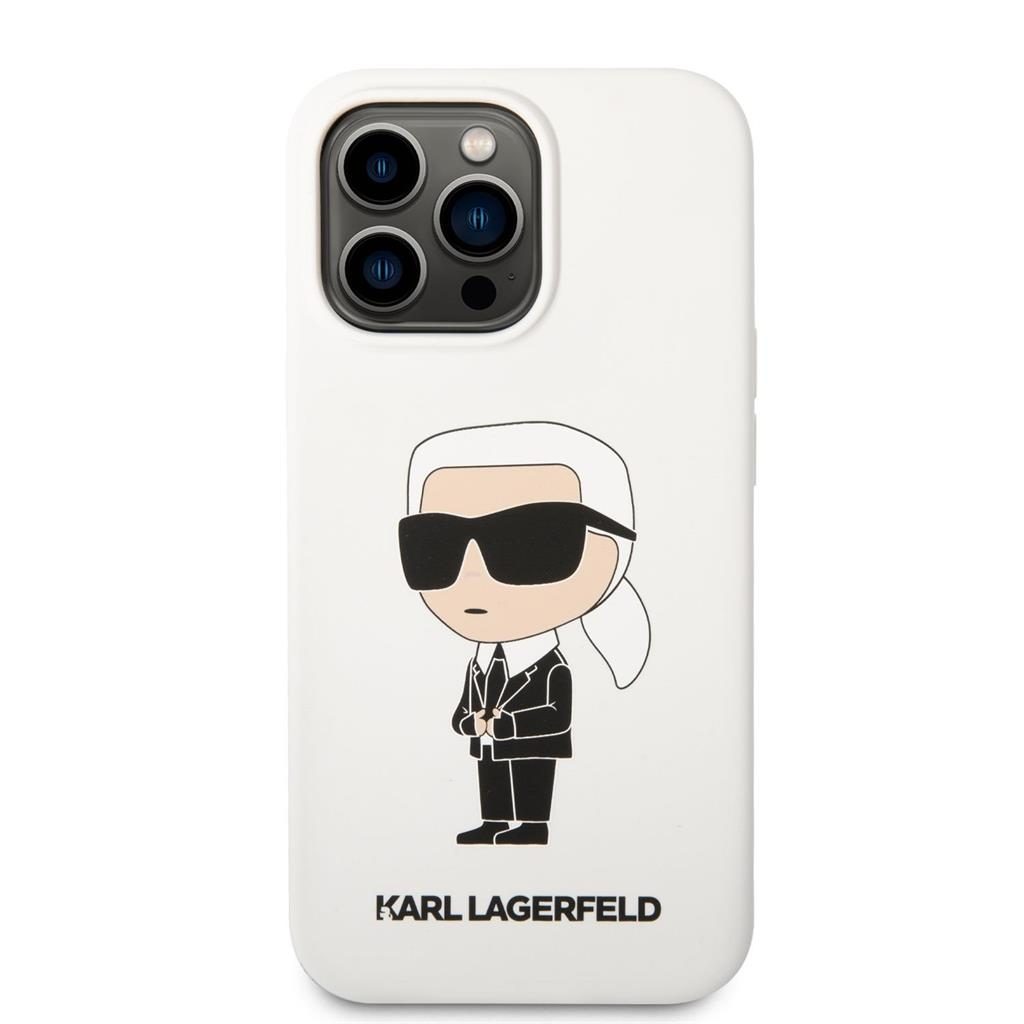 Apple iPhone 13 Pro Max Karl Lagerfeld Liquid Silicone Ikonik NFT tok (Fehér) – KLHCP13XSNIKBCH