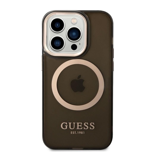 Apple iPhone 14 Pro Guess prozirni MagSafe futrola (Crna) – GUHMP14LHTCMK