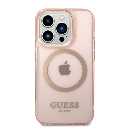 Apple iPhone 14 Pro Max Guess prozirni MagSafe futrola (Ružičasta) – GUHMP14XHTCMP