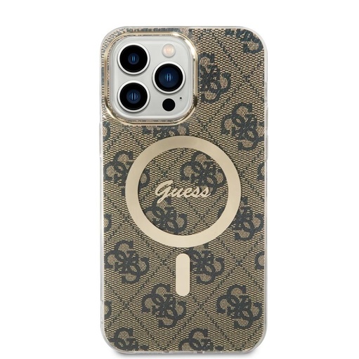 Apple iPhone 14 Pro Max Guess 4G IML MagSafe futrola (Smeđa) - GUHMP14XH4STW