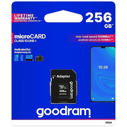 Goodram M1AA-2560R12 256GB class10 memorijska kartica,SD adapterrel crna
