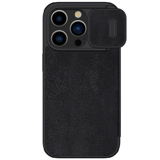 Apple iPhone 15 Pro Max Nillkin Qin pro sa zaštitom kamere preklopna futrola (Crna)