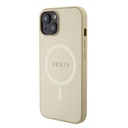 Apple iPhone 15 Plus Guess PU Saffiano MagSafe tok (Bézs) - GUHMP15MPSAHMCB