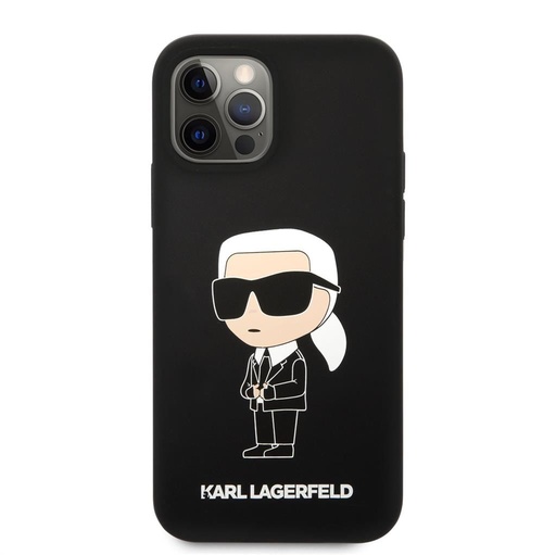 Apple iPhone 12/12 Pro Karl Lagerfeld Liquid Silicone Ikoničan NFT futrola (Crna) – KLHCP12MSNIKBCK