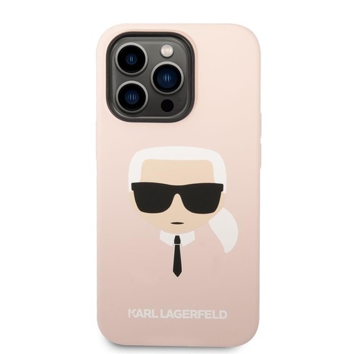 Apple iPhone 14 Pro Max Karl Lagerfeld MagSafe Compatible Liquid Silicone Karl Head futrola (Ružičasta) – KLHMP14XSLKHLP