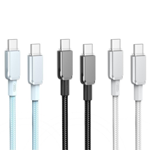 XO NB-Q250B USB-C–USB-C podatkovni kabel (Plava) – 60W, sjajan PVC obloga