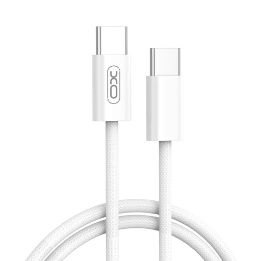 XO NB-Q259 USB-C–USB-C podatkovni kabel (Bijela) – 60W, pleten izvedba