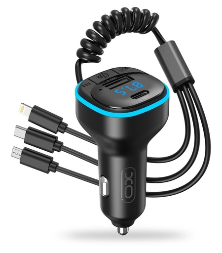 XO BCC07 FM transmitter, bluetooth, 3az1-be s kabelom za punjenje crna
