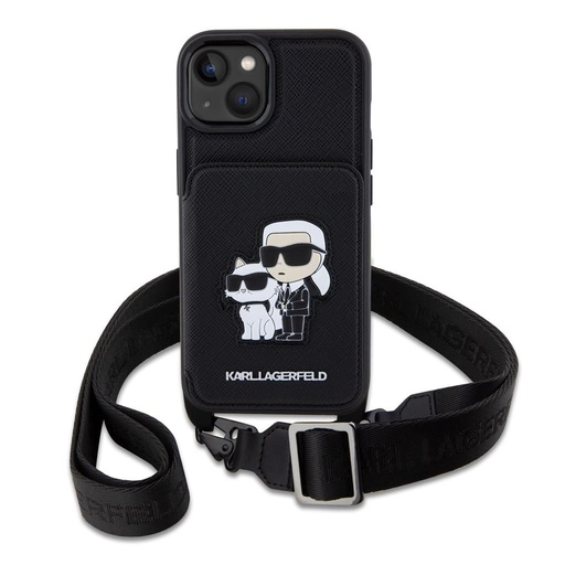 Apple iPhone 14 Karl Lagerfeld Saffiano Crossbody Karl and Choupette NFT futrola (Crna) – KLHCP14SCSAKCPMK