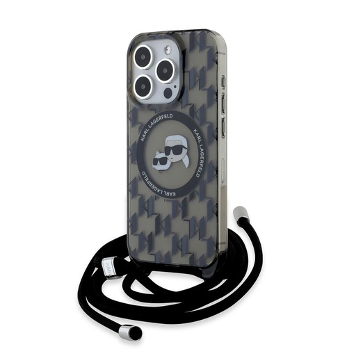 Apple iPhone 15 Pro Karl Lagerfeld IML Monogram Crossbody K&CH Heads MagSafe futrola (Crna) – KLHMP15LHCKCKLCK