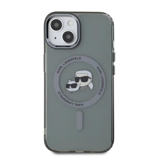 Apple iPhone 15 Karl Lagerfeld IML K&CH Heads Metal Frame MagSafe futrola (Crna) – KLHMP15SHLSKCK