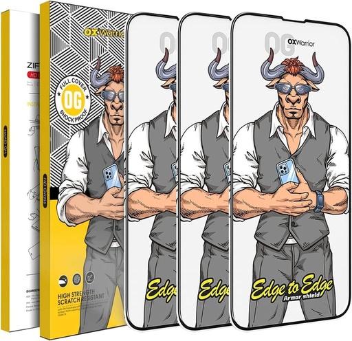 Samsung Galaxy S24 Ultra OX Warrior Edge otisak prsta čitač kompatibilan premium zaštitno staklo proziran (crna s rubom)