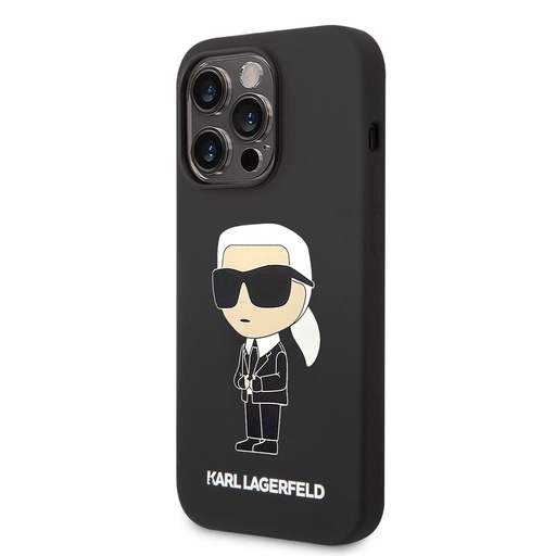 Apple iPhone 15 Pro Karl Lagerfeld Liquid Silicone Ikoničan NFT futrola (Crna) – KLHCP15LSNIKBCK