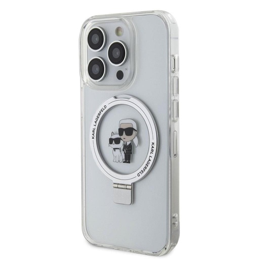 Apple iPhone 15 Pro Max Karl Lagerfeld Ringstand Karl and Choupette MagSafe futrola (Bijela) – KLHMP15XHMRSKCH