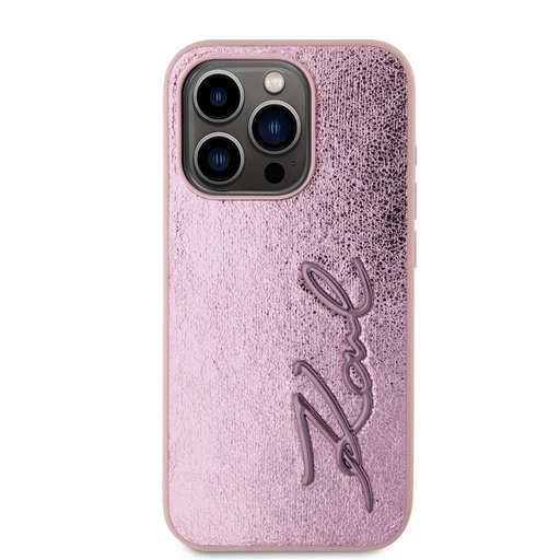 Apple iPhone 15 Pro Max Karl Lagerfeld Wrinkled Signature futrola (Ružičasta) – KLHCP15XPFMFBKMP