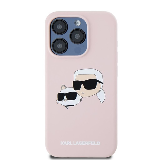 Apple iPhone 15 Pro Max Karl Lagerfeld Liquid Silicone Double Heads MagSafe futrola (Ružičasta) – KLHMP15XSKCHPPLP
