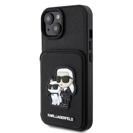 Apple iPhone 15 Karl Lagerfeld PU Saffiano Card Slot Stand Karl and Choupette futrola (Crna) – KLHCP15SSAKCSCK