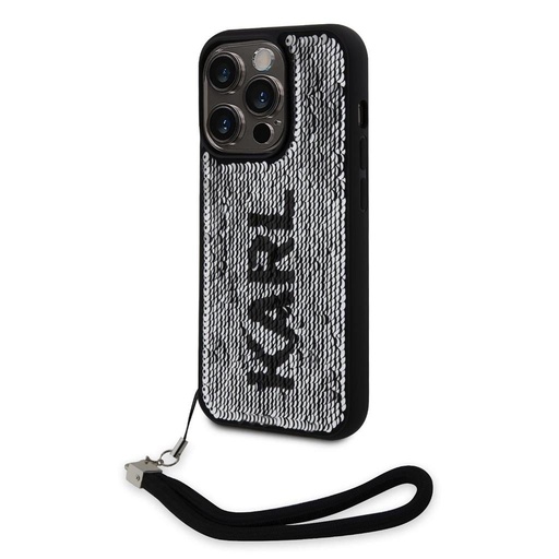Apple iPhone 15 Pro Max Karl Lagerfeld Sequins Reversible futrola (Crna/Srebrna) – KLHCP15XPSQRKS