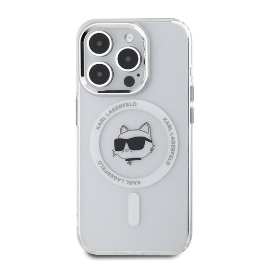 Apple iPhone 15 Pro Max Karl Lagerfeld IML Choupette Head Metal Frame MagSafe futrola (Proziran) – KLHMP15XHLSCHH