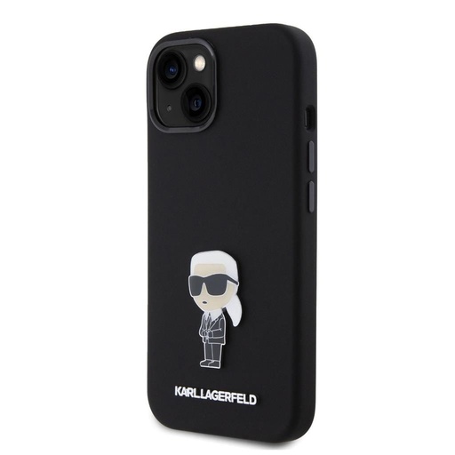 Apple iPhone 15 Crna Karl Lagerfeld Liquid Silicone Metal Ikoničan futrola (Crna) – KLHCP15SSMHKNPK