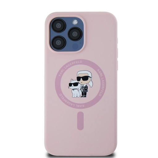 Apple iPhone 15 Pro Max Karl Lagerfeld Liquid Silicone Karl and Choupette MagSafe futrola (Ružičasta) – KLHMP15XSCMKCRHP