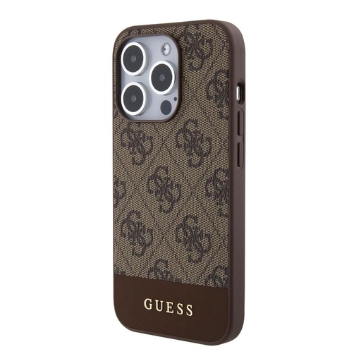 Apple iPhone 15 Pro Guess PU 4G Stripe MagSafe futrola (Smeđa) - GUHMP15LG4GLBR
