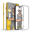 Apple iPhone 15 Pro OX Warrior Mr. Gentleman big arc strapabíró üvegfólia Átlátszó Fekete Keret