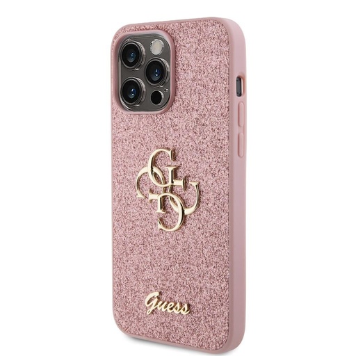 Apple iPhone 15 Pro Max Guess PU Fixed Glitter 4G Metal Logo futrola (Ružičasta) - GUHCP15XHG4SGP