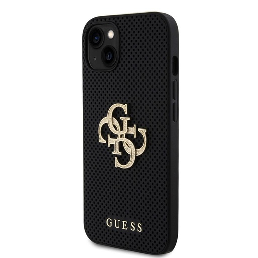 Apple iPhone 15 Guess PU Perforiran 4G Glitter Metal Logo futrola (Crna) - GUHCP15SPSP4LGK