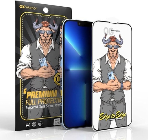 Apple iPhone 16 Pro Max OX Warrior Mr. Boxer fleksibilan anti statički izdržljiv zaštitno staklo Proziran Crna Okvir