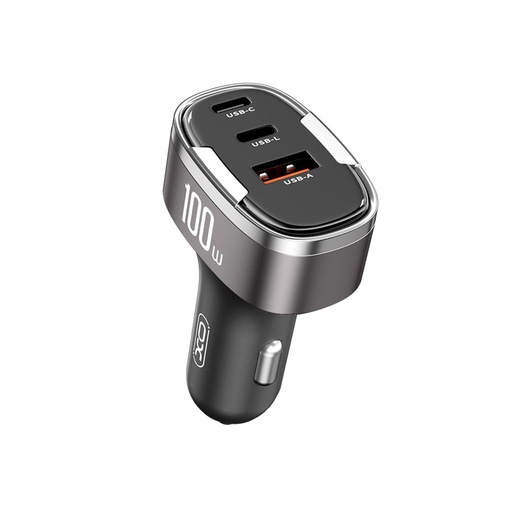 XO CC61 auto brzi punjač 2 PD + QC 3.0 s priključkom 100W (Crna)
