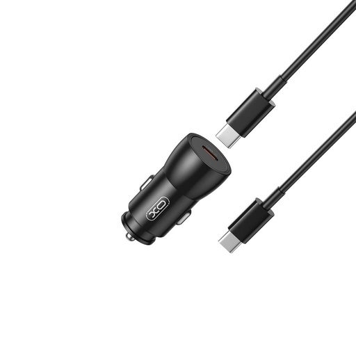 XO CC57 auto brzi punjač (type-c kabel, PD brzo punjenje) 25W (Crna)