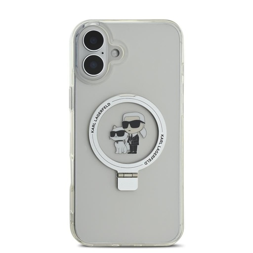 Apple iPhone 16 Plus Karl Lagerfeld Ringstand Karl and Choupette MagSafe futrola (Bijela) – KLHMP16MHMRSKCH