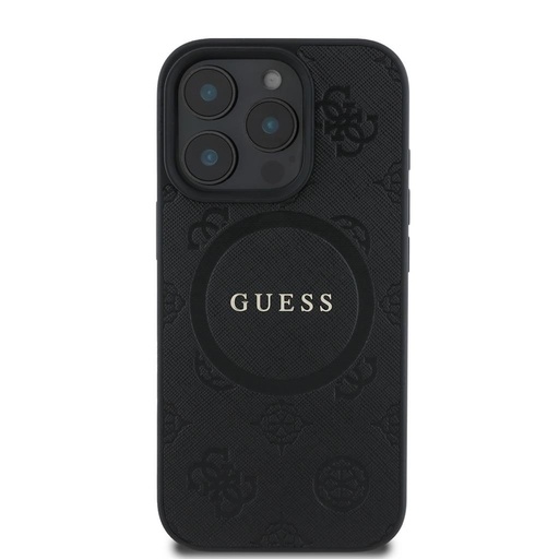 Apple iPhone 16 Pro Max Guess Saffiano Peony Stamp MagSafe futrola (Crna) - GUHMP16XPSAPSMEK