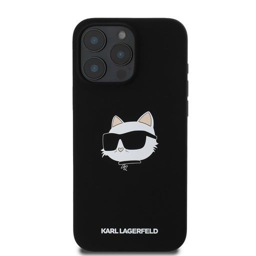 Apple iPhone 16 Pro Max Karl Lagerfeld Liquid Silicone Choupette Head MagSafe futrola (Crna) – KLHMP16XSCHPPLK