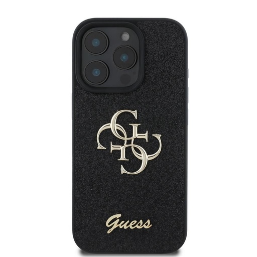 Apple iPhone 16 Pro Guess PU Fixed Glitter 4G Metal Logo futrola (Crna) - GUHCP16LHG4SGK