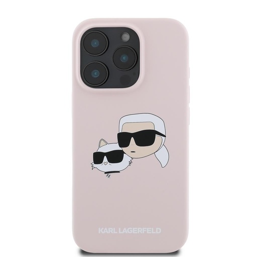 Apple iPhone 16 Pro Max Karl Lagerfeld Liquid Silicone Double Heads MagSafe futrola (Ružičasta) – KLHMP16XSKCHPPLP