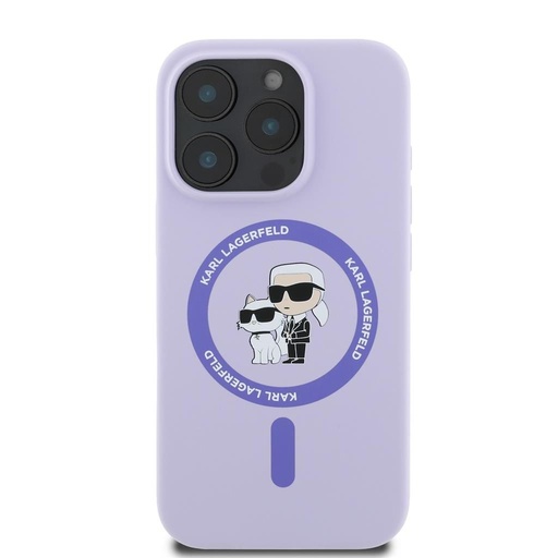 Apple iPhone 16 Pro Max Karl Lagerfeld Liquid Silicone Karl and Choupette MagSafe futrola (Ljubičasta) – KLHMP16XSCMKCRHU