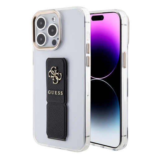 Apple iPhone 15 Pro Max Guess PU Grip Stand 4G Metal Logo futrola (Crna) - GUHCP15XHGSSA4K
