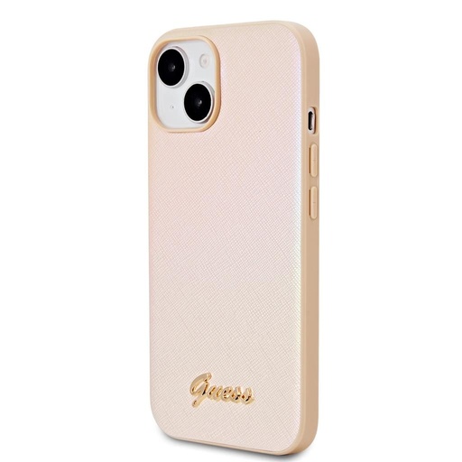 Apple iPhone 15 Guess PU Leather Iridescent Metal Script futrola (Zlatna) - GUHCP15SPSAIRSD