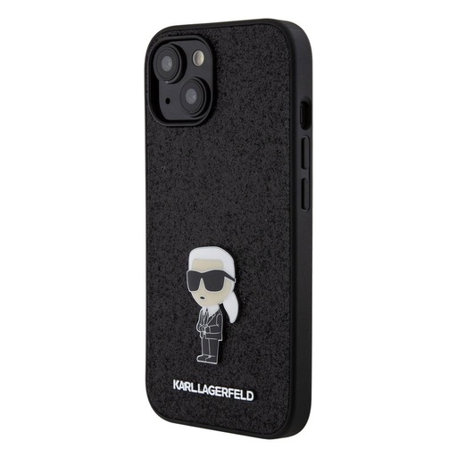 Apple iPhone 16 Karl Lagerfeld Fixed Glitter Metal Ikoničan futrola (Crna) – KLHCP16SGKNPSK