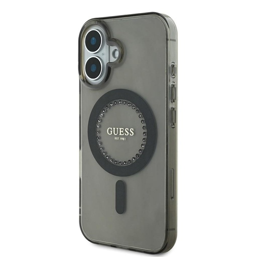 Apple iPhone 16 Pro Guess IML Rhinestones Ring MagSafe futrola (Crna) - GUHMP16LPFTDTEK