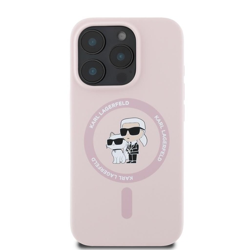 Apple iPhone 16 Pro Karl Lagerfeld Liquid Silicone Karl and Choupette MagSafe futrola (Ružičasta) – KLHMP16LSCMKCRHP