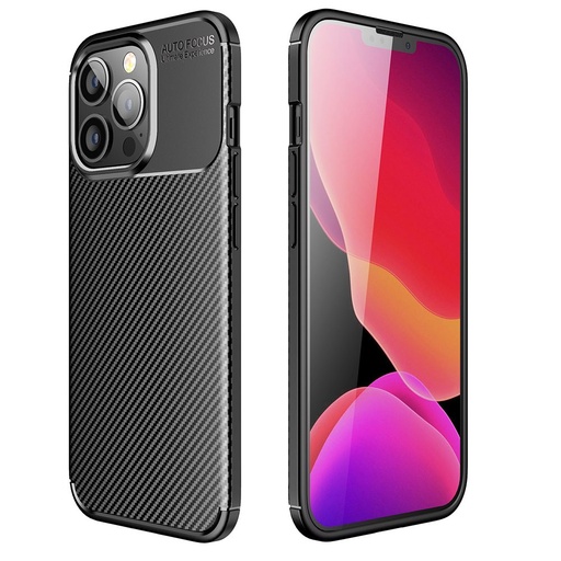 Apple iPhone 16e carbon fiber silikonski zaštitna maskica (Crna)