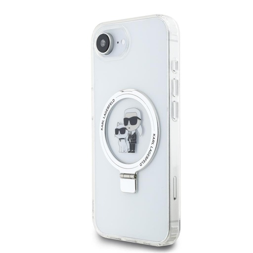 Apple iPhone 16e Karl Lagerfeld Ringstand Karl and Choupette MagSafe futrola (Bijela) – KLHMPSE4HMRSKCH