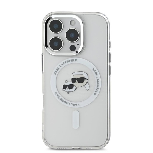 Apple iPhone 16 Pro Max Karl Lagerfeld IML K&CH Heads Metal Frame MagSafe futrola (Proziran) - KLHMP16XHLSKCH